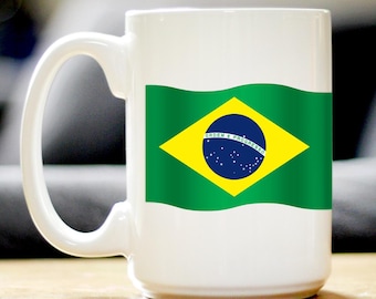 Taza de café con la bandera de Brasil: decoración para bebidas y regalos con temática de orgullo nacional para brasileños