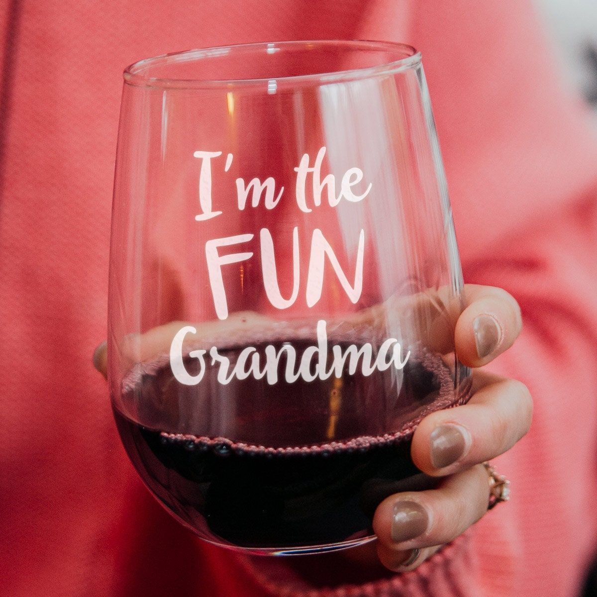 on The Rox Drinks Wine Gifts for Granny - 17 oz I’m The Crazy Grandma That Everyone Warned You About Engraved Stemless Wine Glass