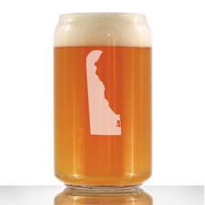 デラウェア州のアウトラインビール缶パイントグラス、デラウェア州民へのエッチングギフト - 16 オンス