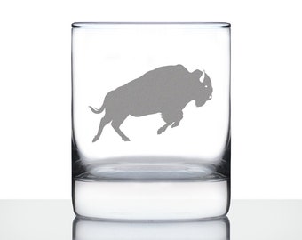 Szkło trawione Bison Rocks: prezent w postaci bawołu amerykańskiego, 10 uncji