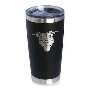 Happy Pitbull - Insulated Coffee Tumbler Cup with Sliding Lid - Stainless Steel Insulated Mug - Pitbull Dog Gifts & Decor for Women and Men