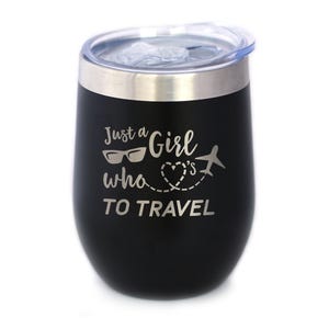 Traveler Girl Wine Tumbler: Insulated Stainless Steel Mug with Lid