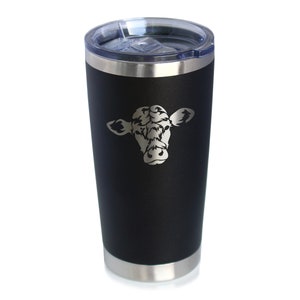 Cow Face - Insulated Coffee Tumbler Cup with Sliding Lid - Stainless Steel Travel Mug - Cow Gift for Women and Men