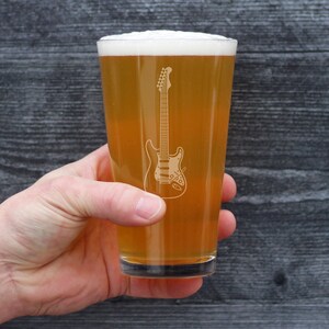 Electric Guitar Pint Glass for Beer Music Gifts for Guitar Players, Teachers and Musical Accessories for Musicians 16 Oz Glasses image 3