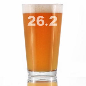 26.2 Marathon Pint Glass for Beer - Gifts for Marathon Runners - 16 oz Glasses