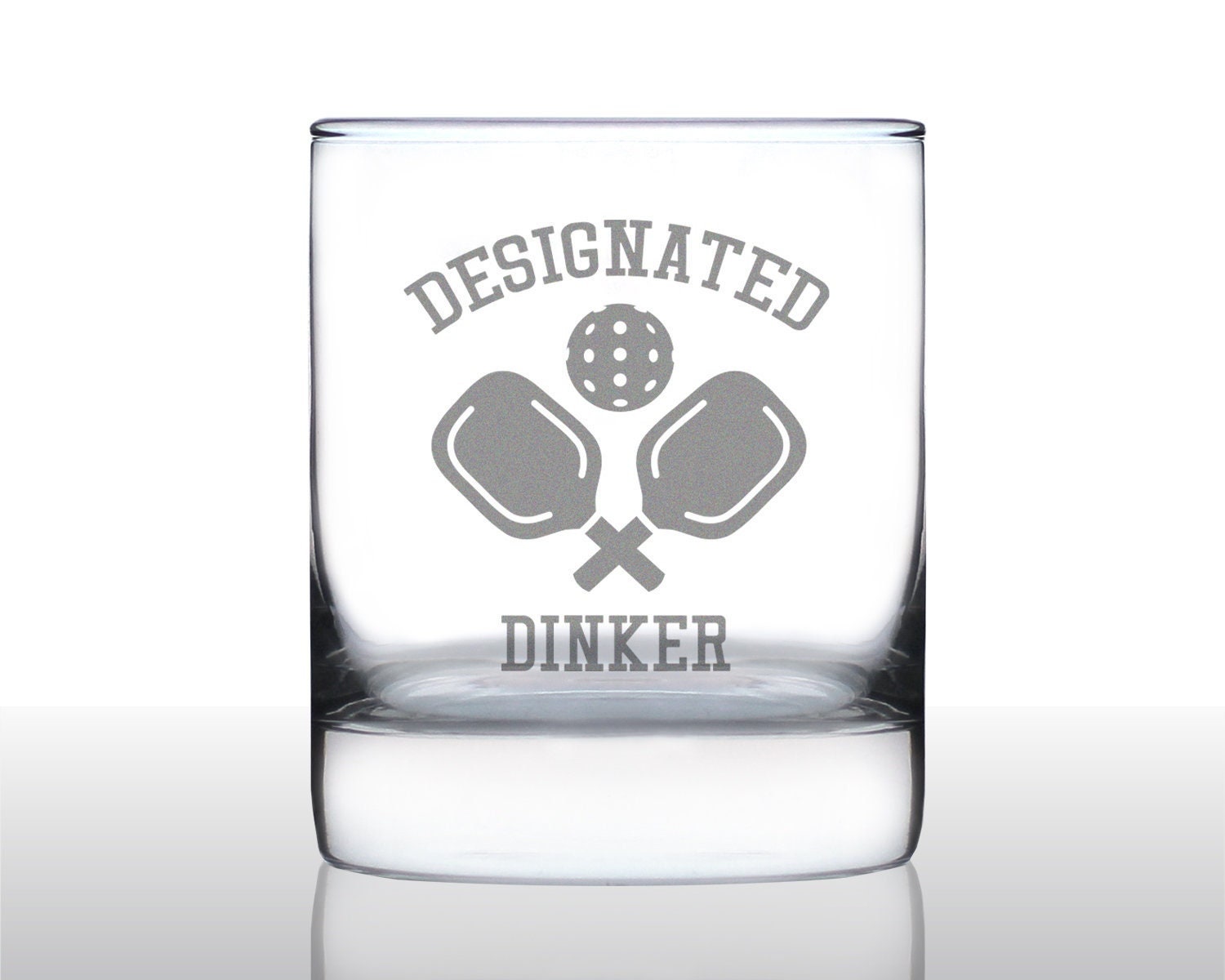 Designated Dinker - Whiskey Rocks Glass - Funny Unique Pickleball Themed Gifts for Dinkers and Bangers - 10 Oz Glasses