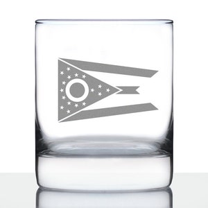 Ohio Flag Rocks Glass - Engraved Old Fashioned Glasses for Men & Women - Fun 10.25 Oz Tumbler Gifts