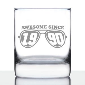Awesome Since 1990 Whiskey Rocks Glass 35th Birthday Gift Ideas 10 oz Glasses