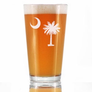 South Carolina Flag Pint Glass - Engraved Beer Glasses for Men & Women - Fun 16 Oz Tumbler Gifts