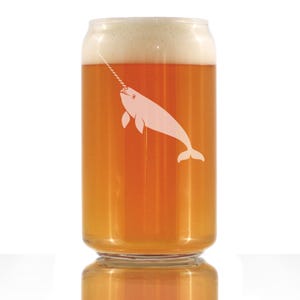 Narwhal Beer Can Pint Glass Narwhal Gifts for Women 16 oz Glasses