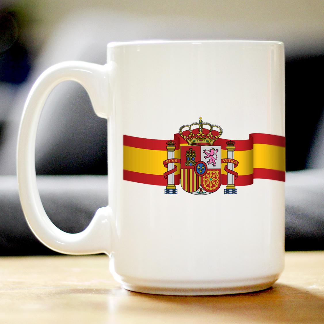 Juego De 6 Posavasos De Cuero Con Bandera De España - Diámetro 10 Cm, Con Caja Organizadora