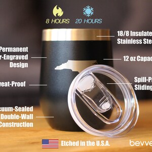 North Carolina State Outline Wine Tumbler: Stainless Steel Travel Mug image 3
