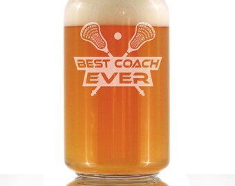 Lacrosse Coach Gifts for Coaches Beer Can Pint Glass Best Coach Ever 16 oz Glasses