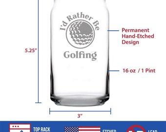 Rather Be Golfing Beer Can Shaped Pint Glass for Beer Unique