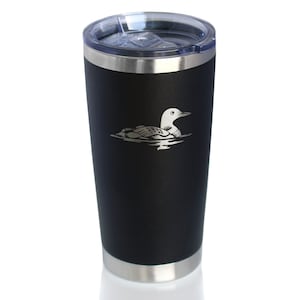 Loon - Insulated Coffee Tumbler Cup with Sliding Lid - Stainless Steel Travel Mug - Loon Gifts for Women and Men