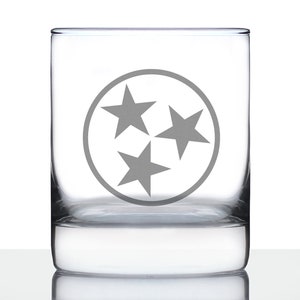 Tennessee Flag Rocks Glass - Engraved Old Fashioned Glasses for Men & Women - Fun 10.25 Oz Tumbler Gifts