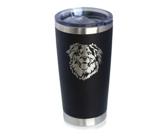 Australian Shepherd Face - Insulated Coffee Tumbler Cup with Sliding Lid - Stainless Steel Travel Mug - Unique Dog Gifts for Aussie Lovers