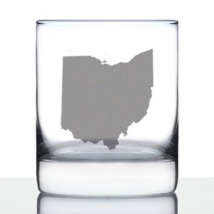 Ohio State Outline Rocks Glass or Old Fashioned Glass - Engraved Gift for Ohioans - 10 Oz