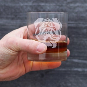 Bulldog 10 oz Rocks Glass or Old Fashioned Glass, Etched Glassware, Cute Gifts for Dog Lovers with English Bulldogs image 5