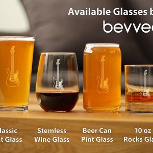 Electric Guitar Pint Glass for Beer Music Gifts for Guitar Players, Teachers and Musical Accessories for Musicians 16 Oz Glasses image 6