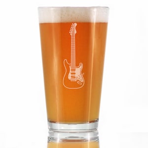 Electric Guitar Pint Glass for Beer Music Gifts for Guitar Players, Teachers and Musical Accessories for Musicians 16 Oz Glasses image 1