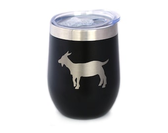 Goat Silhouette Wine Tumbler: Insulated Stainless Steel Mug with Lid