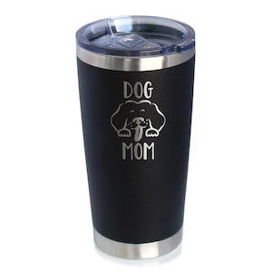 Dog Mom - Insulated Coffee Tumbler Cup with Sliding Lid - Stainless Steel Insulated Mug - Cute Dog Lover Gifts for Women