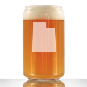 Utah State Outline Beer Can Pint Glass, Etched Gifts for Utahns - 16 oz