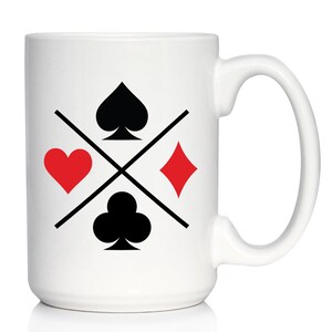 Card Suits Coffee Mug - High Quality Gifts for Card Players - White Ceramic Coffee Cup