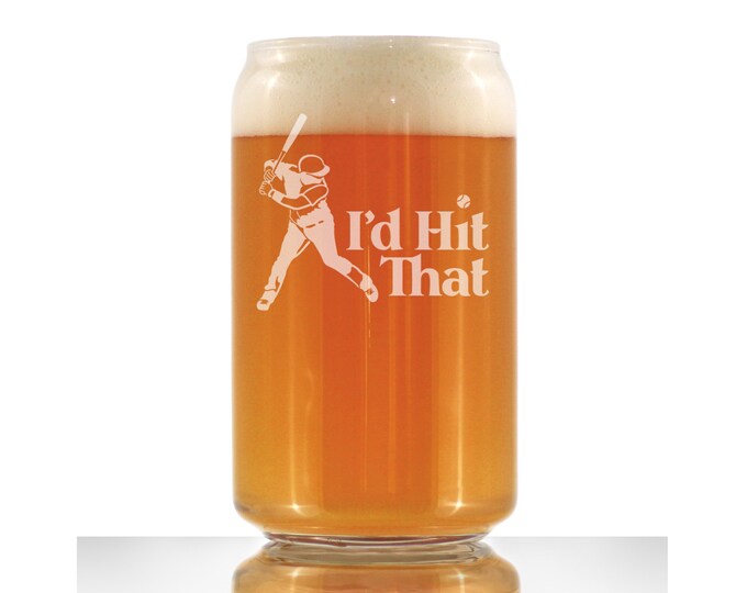 I'd Hit That Baseball Pint Glass - Hand Etched 16 Oz Beer Can Glass
