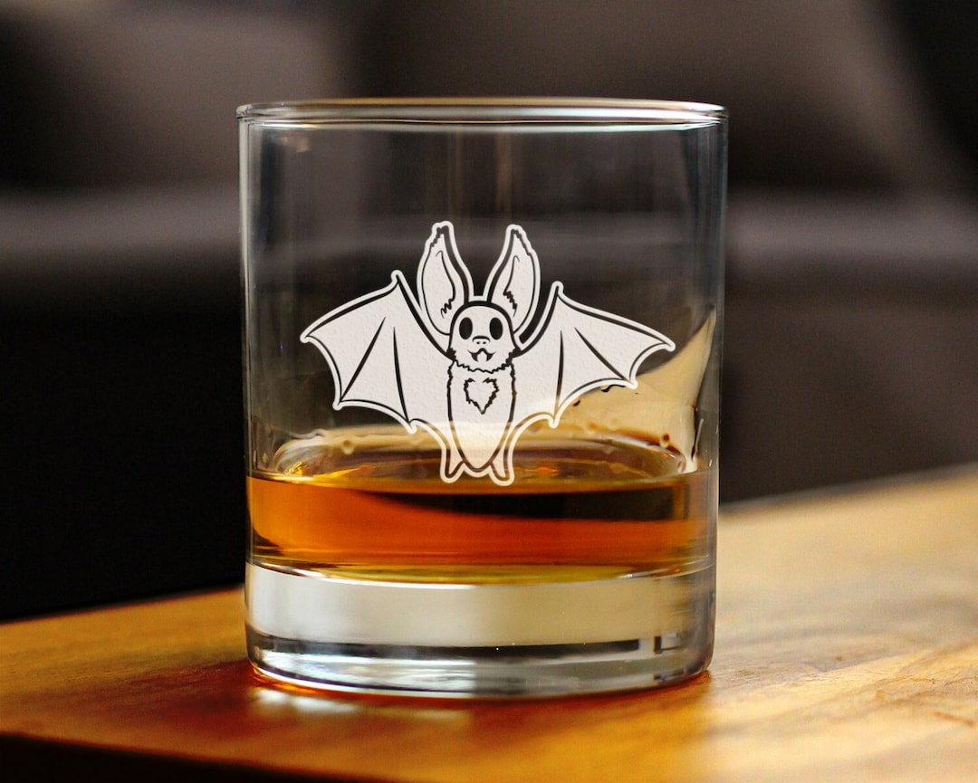 Bat Whiskey Rocks Glass Bat Themed Gifts Spooky & Etsy