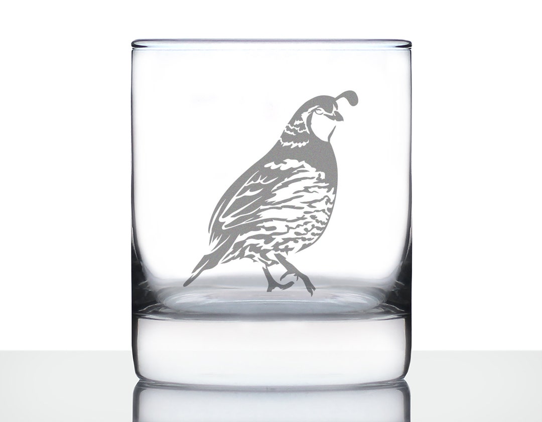 クエイルロックグラス：エッチングされた鳥のウイスキーグラス、バード
