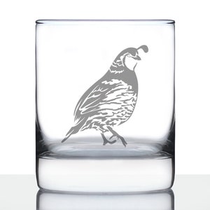 Quail - 10 oz Rocks Glass or Old Fashioned Glass, Bird Themed Gifts and Décor for Bird Watchers and Game Hunters That Love Whiskey