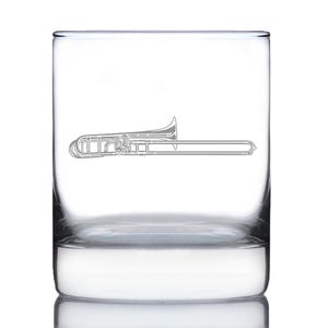 Trombone Whiskey Rocks Glass Music Decor and Music Teacher Gifts for Musicians 10 oz Glasses