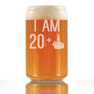 Funny 21st Birthday Beer Pint Glass: Etched Middle Finger Gift