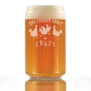 Chicken Pint Glass: Funny Beer Can Glass, Etched Design (16 oz)