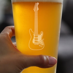 Electric Guitar Pint Glass for Beer Music Gifts for Guitar Players, Teachers and Musical Accessories for Musicians 16 Oz Glasses image 4