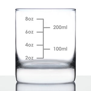 May include: A clear glass measuring cup with markings for ounces and milliliters. The markings indicate 2oz, 4oz, 6oz, 8oz, 100ml, and 200ml.