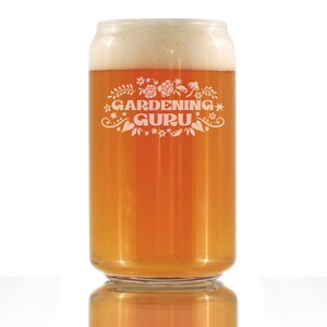 Gardening Guru Beer Can Pint Glass Gardening Gifts for Gardeners 16 oz Glasses
