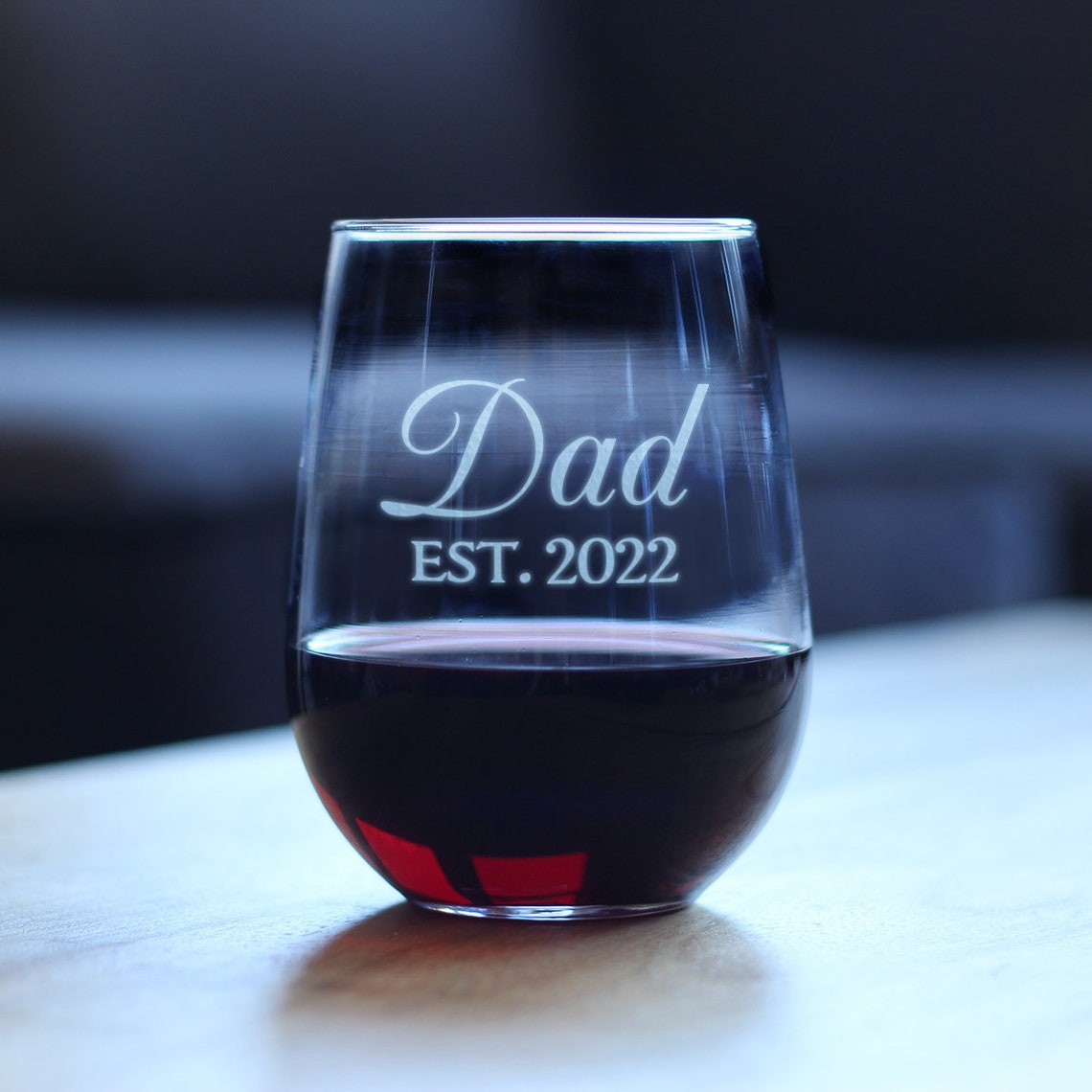 Dad Est. 2022 Decorative Stemless Wine Glass Large 17