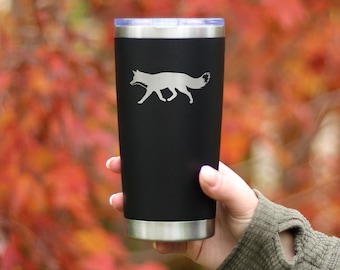 Vaso de café con silueta de zorro: taza de viaje térmica de 20 oz