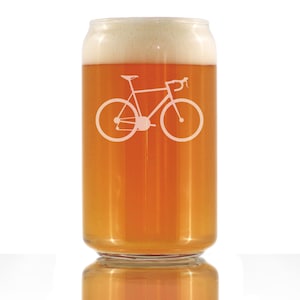 Bicycle Beer Can Pint Glass Unique Biking Themed Decor and Gifts for Bikers 16 oz Glasses image 1