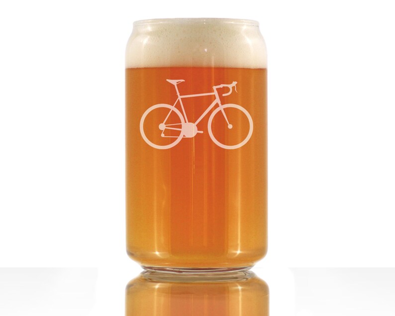 Bicycle Beer Can Pint Glass Unique Biking Themed Decor and Gifts for Bikers 16 oz Glasses image 1