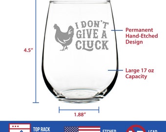 Don't Give a Cluck - Stemless Chicken Wine Glass for Women - Cute Funn -  bevvee