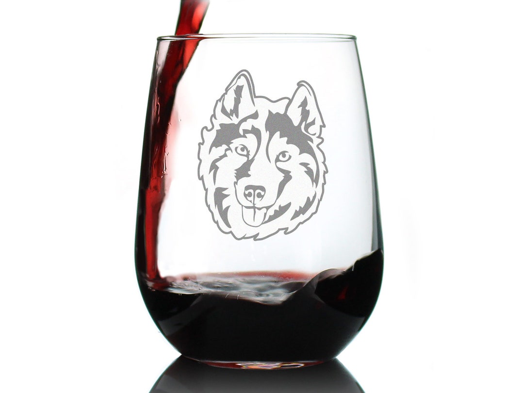 Siberian Husky Face Stemless Wine Glass Cute Gifts for Dog Lovers With