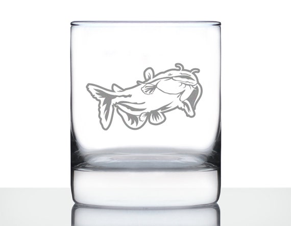Catfish 10 Oz Fish Rocks Glass or Old Fashioned Glass, Father's