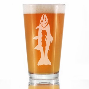 Trout Fish - 16 oz Pint Glass - Trout Fishing Gifts for Men, Husband & Happy Birthday Gift for Families who love Fishing