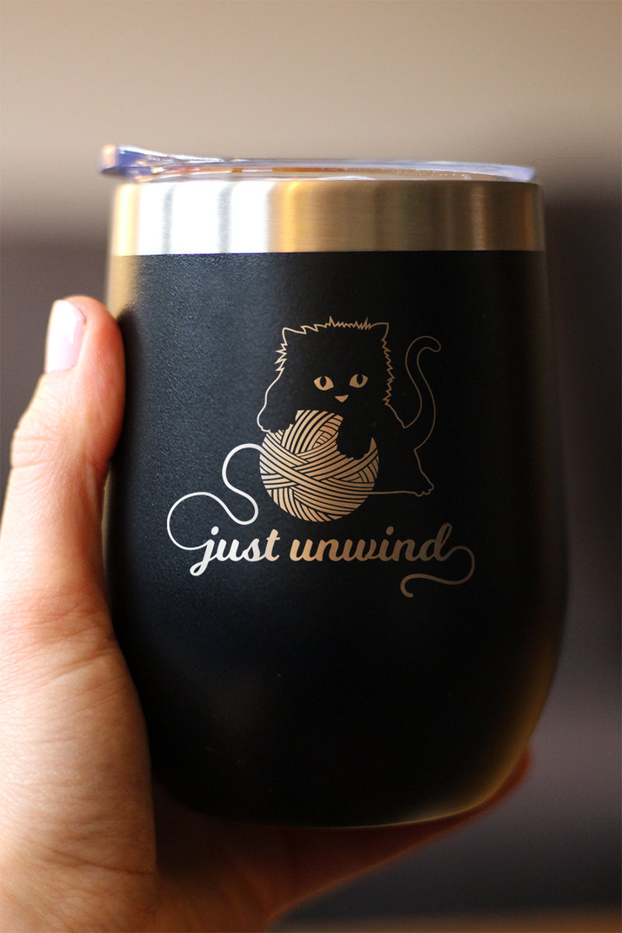 Discover Insulated Wine Tumbler Glass with Sliding Lid - Just Unwind