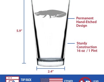 エッチング加工のワニ柄パイントグラス：ユニークなエキゾチックな動物