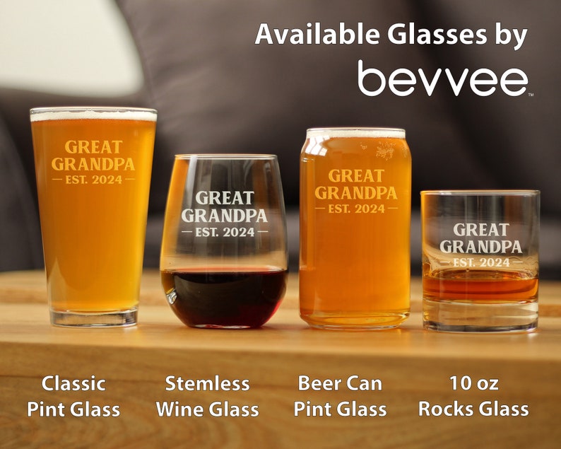 Great Grandpa Est 2024 Neuer Urgroßvater Whisky Rocks Glas Geschenk zum ersten Mal Urgroßeltern Mutige 10,25 Unzen Gläser Bild 6